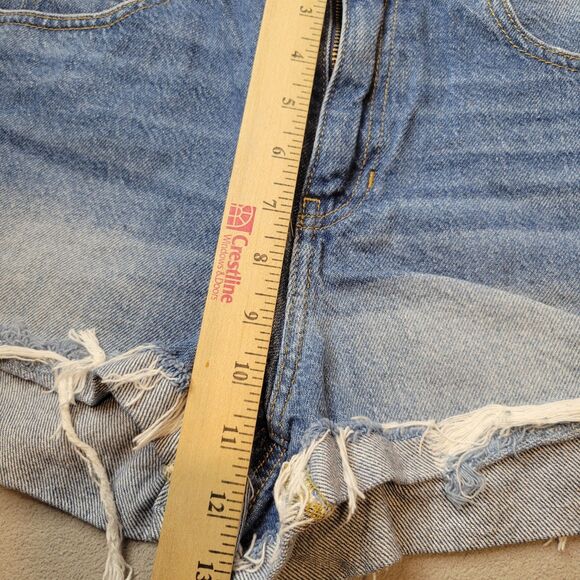 PACSUN Medium Indigo Roll Cuff Denim Mom Shorts Women’s Size 28 - Picture 6 of 7